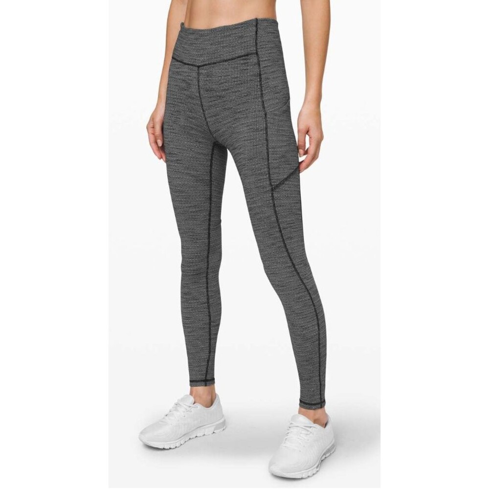 Lululemon Speed Up High Rise Tight 28" Sz 8 Black White Heather Legging Running